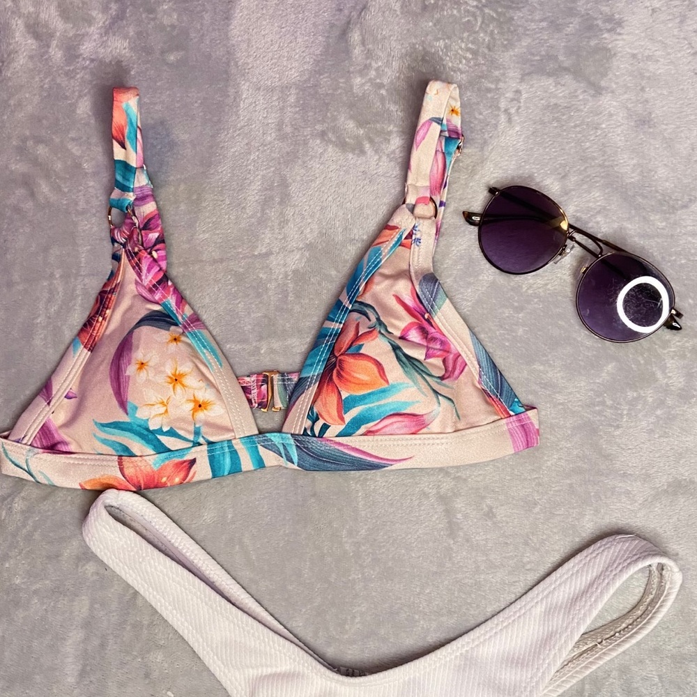 pacsun la hearts floral silky bathing suit top